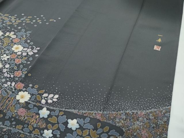 平和屋着物●極上　吉乃一廉　幻の辻が花　絞り　暈し染め　黒地　金彩　逸品　CZAA4865s6