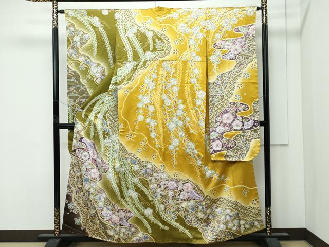 平和屋着物●極上　振袖　辻が花　絞り　暈し染め　銀通し地　逸品　未使用　CZAA4897s6