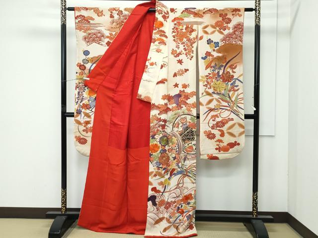 平和屋本店●極上　アンティーク　大正ロマン　振袖　駒刺繍　鼓草花文　暈し染め　金糸　逸品　CZAA4909s6_1
