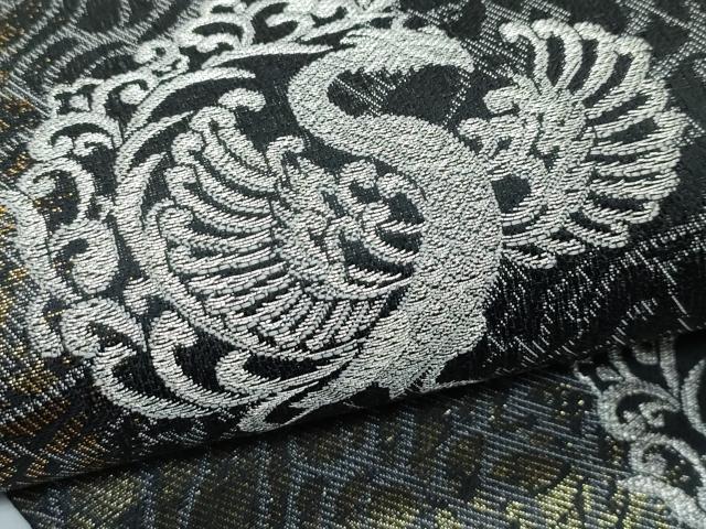 平和屋着物●極上　世界的友禅作家　千地泰弘　スリーシーズン　春夏秋　両面　六通柄袋帯　鳳凰唐草文　黒地　金銀糸　逸品　CZAA4941s6_6
