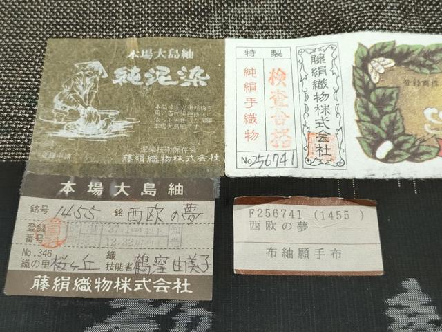 平和屋着物●極上　都喜ヱ門　本場大島紬　９マルキ　西欧の夢　藤絹織物謹製　証紙付き　逸品　CZAA4971s6_9