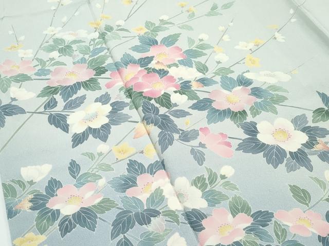 平和屋着物●極上　十日町友禅作家　阿部佳雪　訪問着　草花文　暈し染め　柳鼠色地　逸品　CZAA4972s6_2