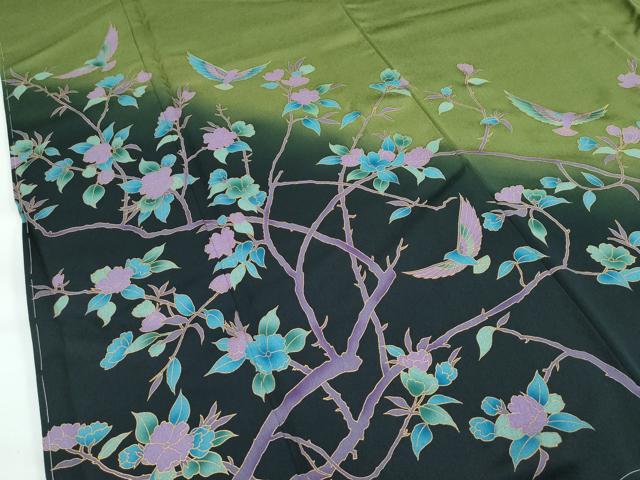 平和屋着物○極上 染色作家 斉藤三才 三才鳥 訪問着 枝花文 暈し染め 平和屋着物○極上 染色作家 斉藤三才 三才鳥 訪問着 枝花文 暈し染め