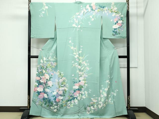 平和屋着物●上質な小紋　型染　草花文　暈し染め　正絹　逸品　DABC3421az 平和屋着物□上質な小紋 草花文 暈し染め 正絹 逸品 BAAX4466mzの通販