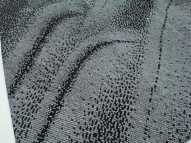 平和屋着物●極上　訪問着　総絞り　中国三大刺繍　相良刺繍　立波文　黒地　金銀糸　逸品　CZAA4993s6_5