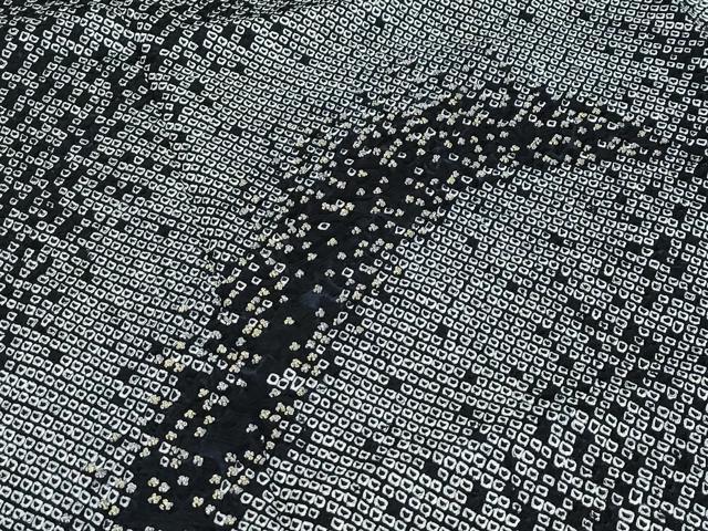 平和屋着物●極上　訪問着　総絞り　中国三大刺繍　相良刺繍　立波文　黒地　金銀糸　逸品　CZAA4993s6_4