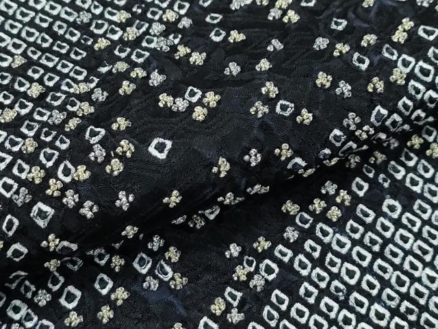 平和屋着物●極上　訪問着　総絞り　中国三大刺繍　相良刺繍　立波文　黒地　金銀糸　逸品　CZAA4993s6_8