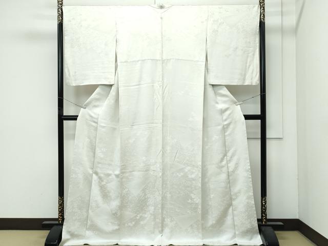 平和屋着物●極上　色無地　砂色　流水草花地紋　逸品　CZAA4996s6_1