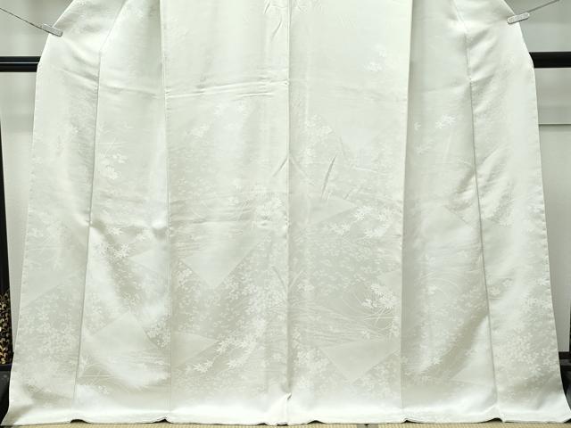 平和屋着物●極上　色無地　砂色　流水草花地紋　逸品　CZAA4996s6_4