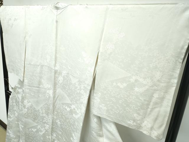 平和屋着物●極上　色無地　砂色　流水草花地紋　逸品　CZAA4996s6_3