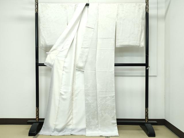 平和屋着物●極上　色無地　砂色　流水草花地紋　逸品　CZAA4996s6_2