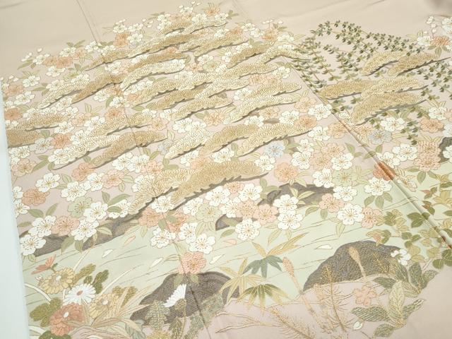 平和屋本店●極上　訪問着　総刺繍　中国三大刺繍　相良刺繍　花松文　金糸　香色地　逸品　CZAA5019s6_3