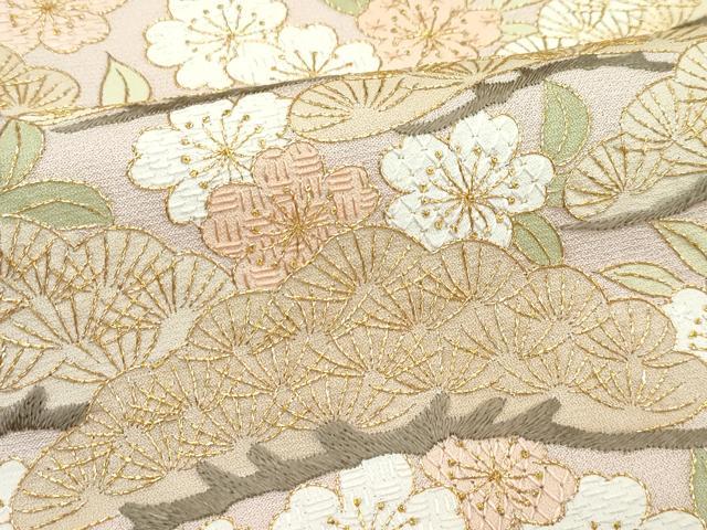 平和屋本店●極上　訪問着　総刺繍　中国三大刺繍　相良刺繍　花松文　金糸　香色地　逸品　CZAA5019s6_5