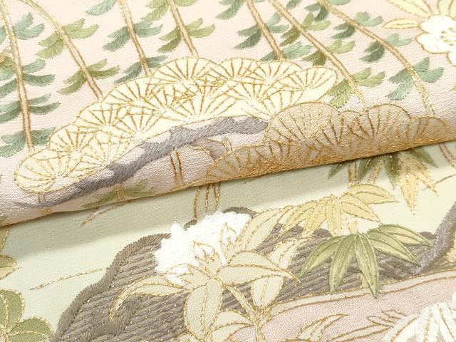 平和屋本店●極上　訪問着　総刺繍　中国三大刺繍　相良刺繍　花松文　金糸　香色地　逸品　CZAA5019s6_6