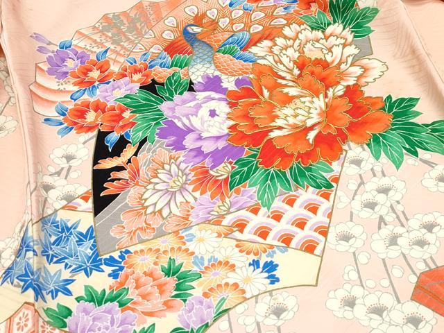 平和屋着物[]極上　女の子　祝着　産着　初着　のしめ　長襦袢セット　お宮詣り　檜扇花鳥文　逸品　CZAA5033s6_2