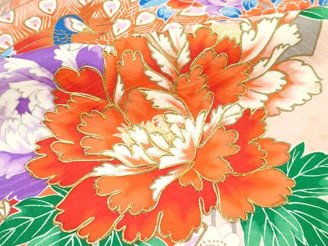 平和屋着物[]極上　女の子　祝着　産着　初着　のしめ　長襦袢セット　お宮詣り　檜扇花鳥文　逸品　CZAA5033s6_4