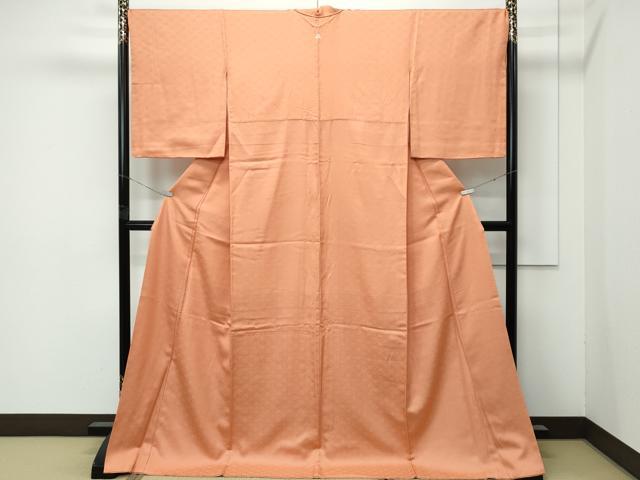 平和屋着物●極上　色無地　駱駝色　七宝花地紋　伊勢丹扱い　逸品　CZAA5037s6_1