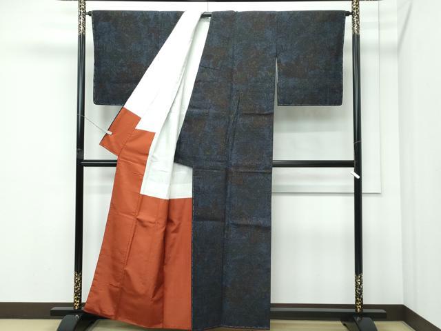 平和屋着物●極上　本場結城紬　重要無形文化財　80亀甲　更紗花文　証紙付き　逸品　未使用　CZAA5073s6_1