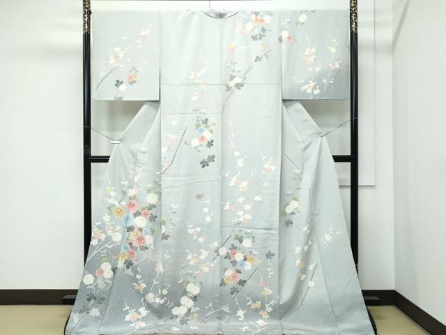 平和屋着物●極上　訪問着　友禅　枝梅菊文　たたき染め　逸品　CZAA5084s6