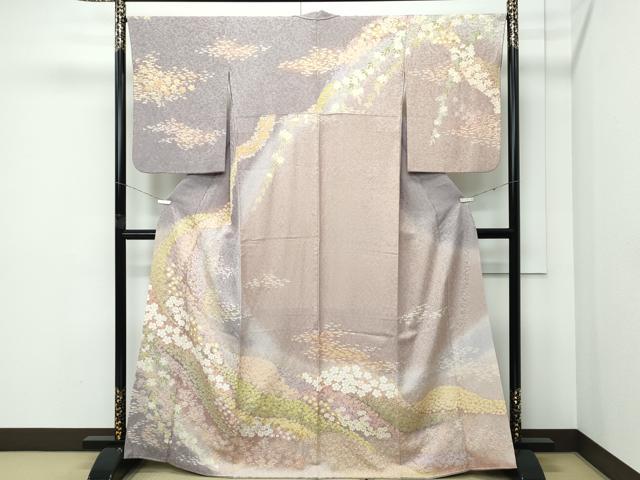 平和屋着物●極上　訪問着　草花霞文　暈し染め　金通し地　逸品　CZAA5085s6