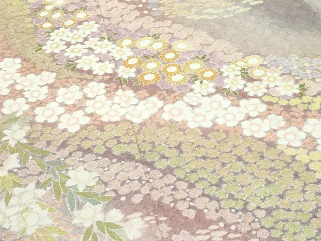 平和屋着物●極上　訪問着　草花霞文　暈し染め　金通し地　逸品　CZAA5085s6_4