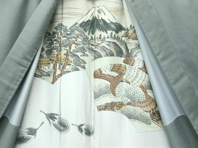 平和屋本店●極上　男性　紬・長羽織・長襦袢セット　着物：灰汁色　羽織：柳煤竹色　キングサイズ　逸品　CZAA5088s6_6