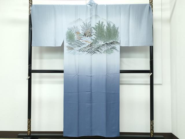 平和屋本店●極上　男性　紬・長羽織・長襦袢セット　着物：灰汁色　羽織：柳煤竹色　キングサイズ　逸品　CZAA5088s6_7