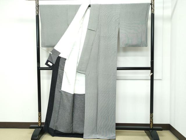 平和屋本店●極上　伝統工芸士　砂川健一　江戸小紋　万筋　黒×灰黄緑色　やまと金ラベル　逸品　CZAA5092s6_2