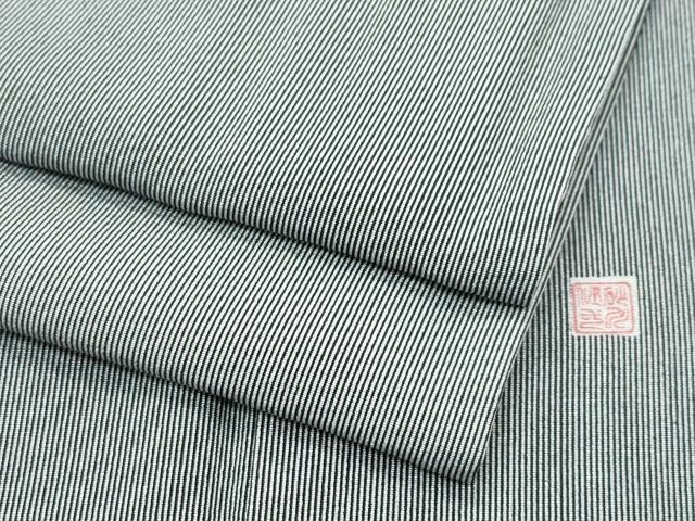 平和屋本店●極上　伝統工芸士　砂川健一　江戸小紋　万筋　黒×灰黄緑色　やまと金ラベル　逸品　CZAA5092s6