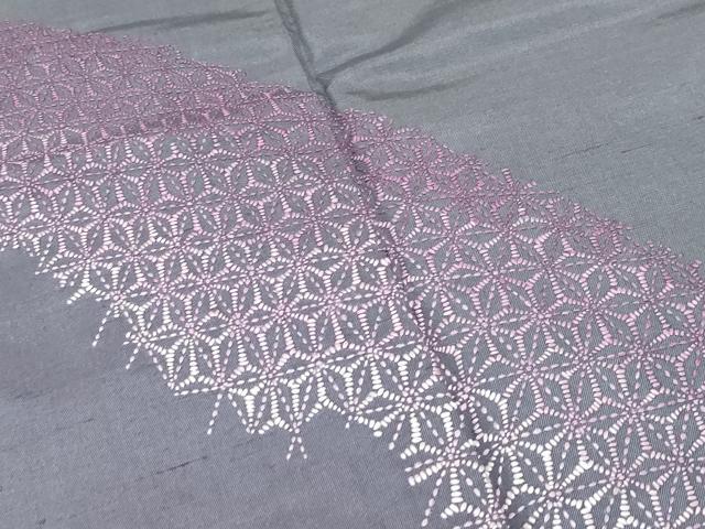平和屋着物●極上　訪問着　紬地　総刺繍　刺し子　麻の葉文様　さが美扱い　消炭色地　逸品　未使用　CZAA5095s6_4