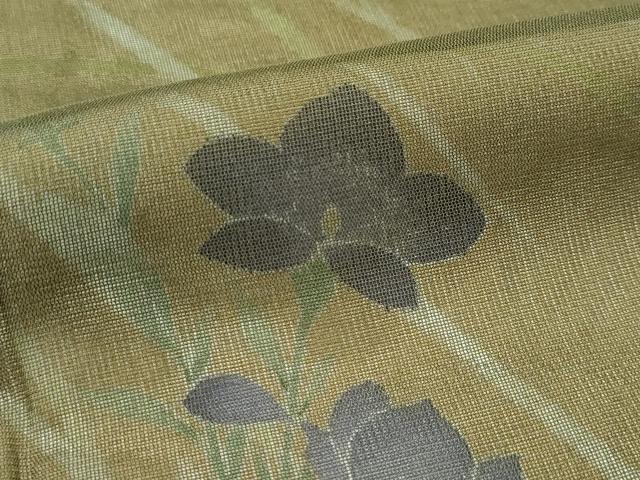 平和屋着物●極上　訪問着　無双　紗袷　紗×紗　草花文　表：海松茶色　裏：飴色地　逸品　未使用　CZAA5099s6_5