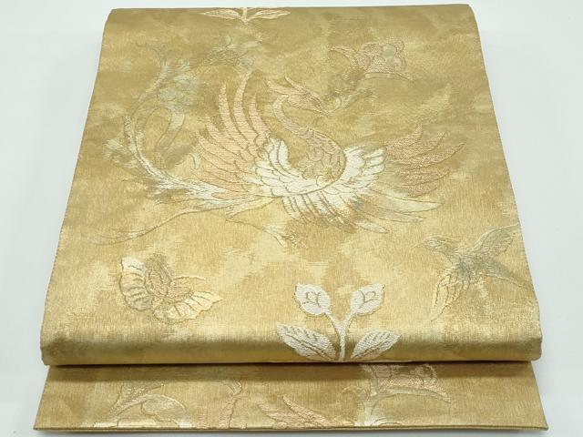 平和屋着物●極上　洛風林　工芸帯地　全通柄袋帯　花喰い鳥　金銀糸　逸品　CZAA5115s6 平和屋着物○極上 洛風林 工芸帯地 全通柄袋帯 花喰い鳥 金銀糸 逸品