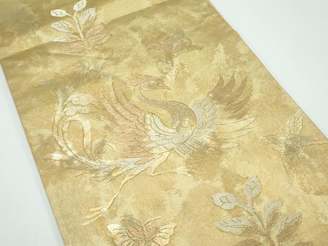 平和屋着物●極上　洛風林　工芸帯地　全通柄袋帯　花喰い鳥　金銀糸　逸品　CZAA5115s6 平和屋着物○極上 洛風林 工芸帯地 全通柄袋帯 花喰い鳥 金銀糸 逸品