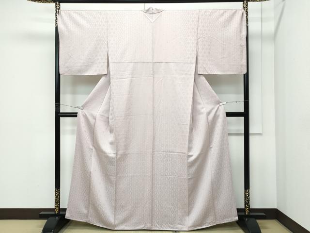 平和屋本店●極上　色無地　灰梅色　七宝地紋　逸品　CZAA5138s6_1