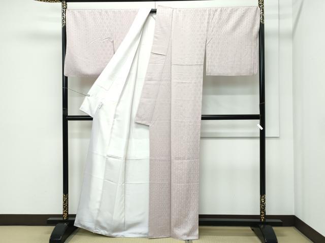 平和屋本店●極上　色無地　灰梅色　七宝地紋　逸品　CZAA5138s6_2
