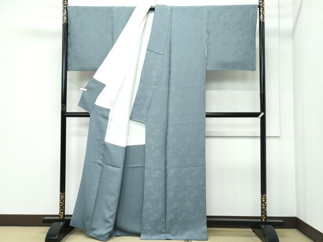 平和屋着物●極上　色無地　山鳩色　薔薇地紋　逸品　CZAA5139s6_2