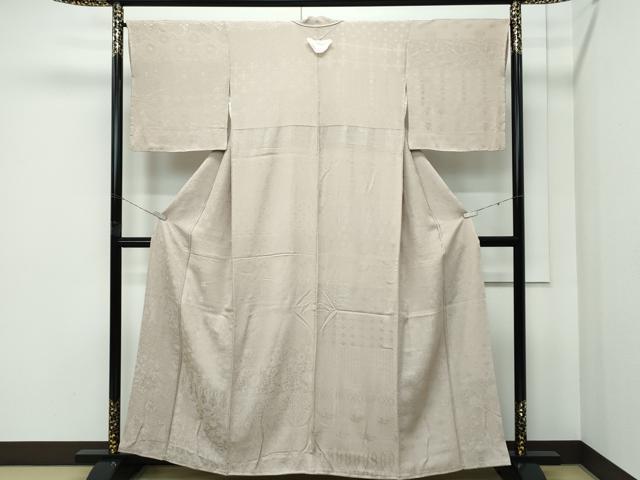 平和屋着物●極上　色無地　白橡色　横段吉祥唐草地紋　逸品　未使用　CZAA5140s6_1