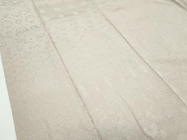 平和屋着物●極上　色無地　白橡色　横段吉祥唐草地紋　逸品　未使用　CZAA5140s6_5