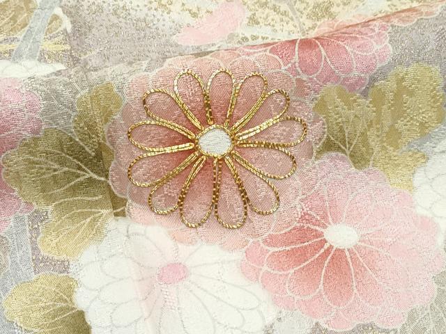 平和屋着物●極上　訪問着　駒刺繍　草花霞文　暈し染め　金彩　蜂蜜色地　逸品　CZAA5148s6_5