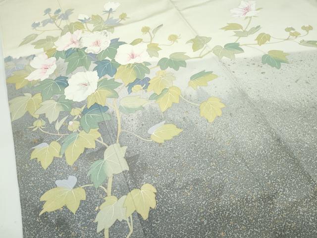 平和屋着物●極上　二代目清次郎　手描き　訪問着　刺繍　草花文　たたき染め　金彩　砥粉色地　逸品　未使用　CZAA5149s6_3