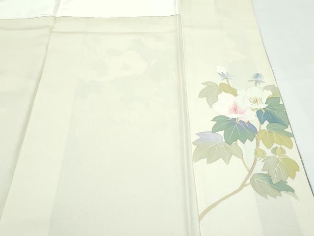 平和屋着物●極上　二代目清次郎　手描き　訪問着　刺繍　草花文　たたき染め　金彩　砥粉色地　逸品　未使用　CZAA5149s6_8