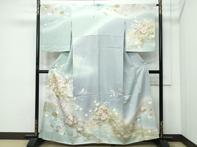 平和屋着物●訪問着　刺繍　風景草花文　暈し染め　金彩　正絹　逸品　CABE7080ut 平和屋着物○訪問着 舞花文 暈し染め 金彩 正絹 逸品 CABE6961ut