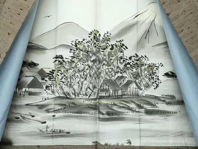 平和屋着物∞極上 男性 長羽織 髭紬地 灰汁色地 逸品 CZAA5181s6