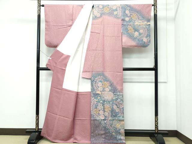 平和屋着物●極上　訪問着　辻が花　暈し染め　金通し地　蘇芳香色地　逸品　未使用　CZAA5199s6_1