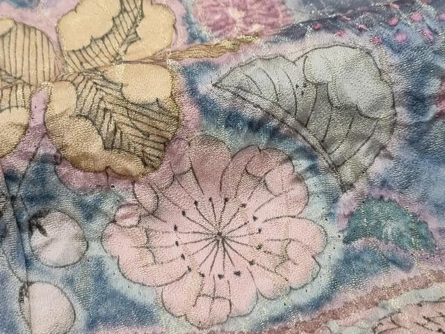 平和屋着物●極上　訪問着　辻が花　暈し染め　金通し地　蘇芳香色地　逸品　未使用　CZAA5199s6_6