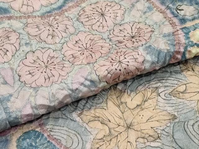 平和屋着物●極上　訪問着　辻が花　暈し染め　金通し地　蘇芳香色地　逸品　未使用　CZAA5199s6_7