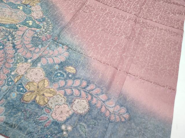 平和屋着物●極上　訪問着　辻が花　暈し染め　金通し地　蘇芳香色地　逸品　未使用　CZAA5199s6_5