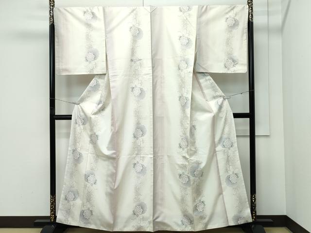 平和屋本店○極上 本場大島紬 白大島 9マルキ 雪輪草花文 やまと誂製 
