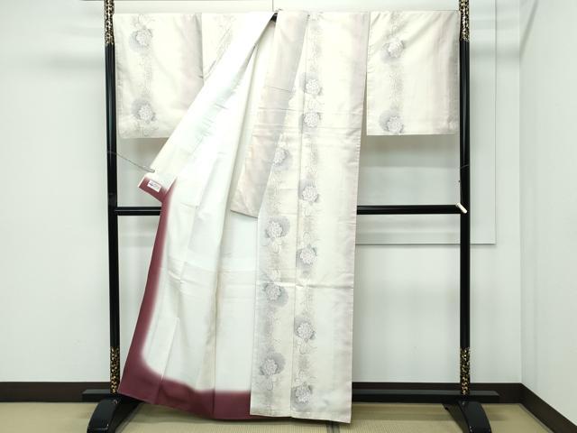 平和屋本店○極上 本場大島紬 白大島 9マルキ 雪輪草花文 やまと誂製
