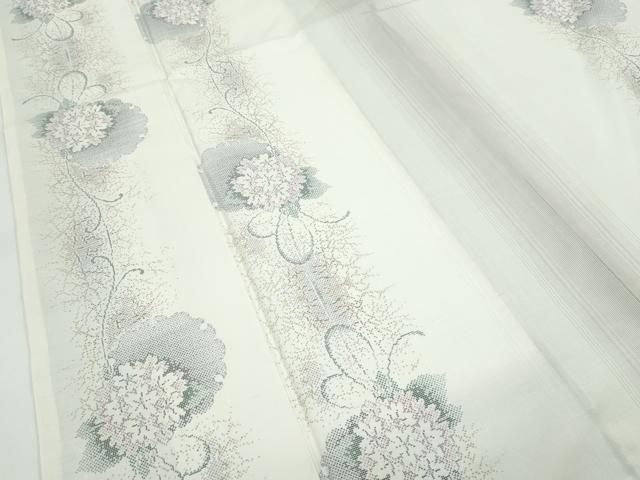 平和屋本店●極上　本場大島紬　白大島　９マルキ　雪輪草花文　やまと誂製　逸品　CZAA5202s6 平和屋本店○極上 本場大島紬 白大島 9マルキ 雪輪草花文 やまと誂製